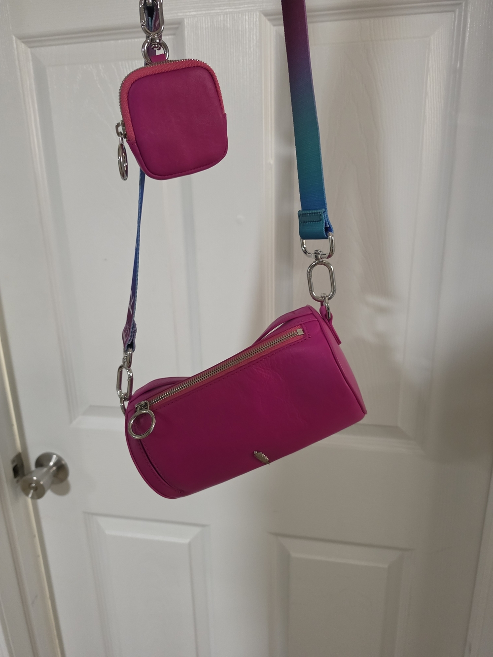 Hot Pink Crossbody Bag with Coin Pouch